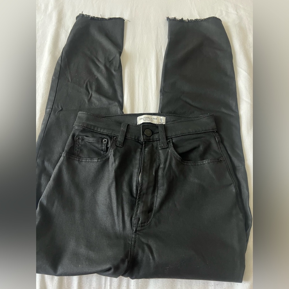 Abercrombie Black Coated Ankle Straight Ultra High Jeans - Curve